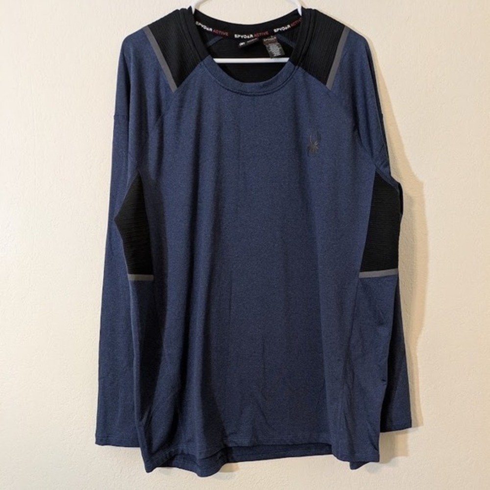 Spyder Active Men's XL Blue Black Long Sleeve Performance‎ Shirt ProW3